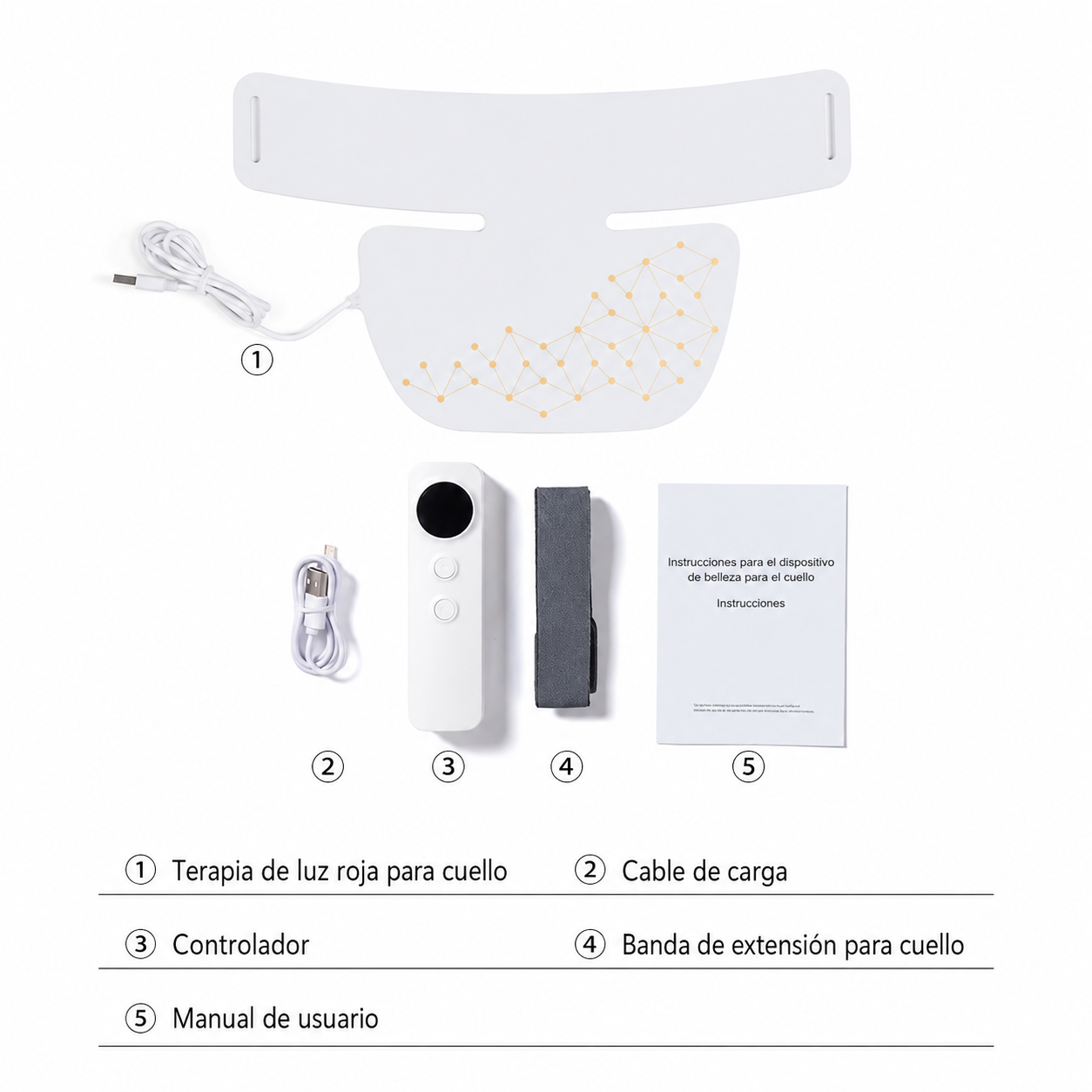Máscara LED Hello Face | Terapia de Luz Roja Recargable para Rostro y Cuello