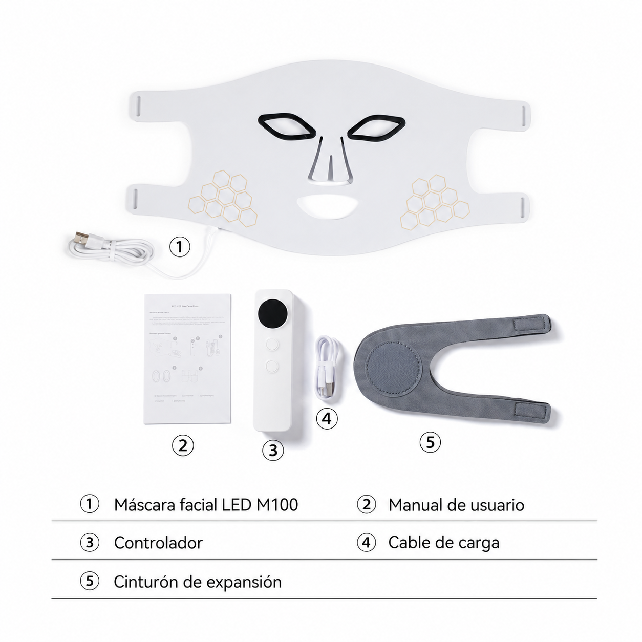 Máscara LED Hello Face | Terapia de Luz Roja Recargable para Rostro y Cuello