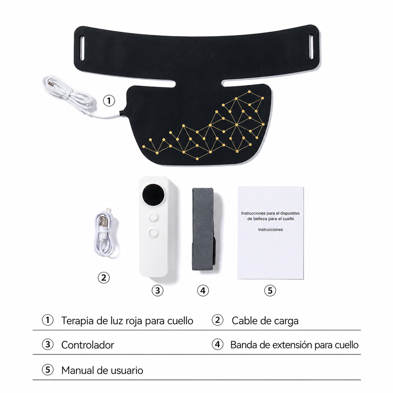 Máscara LED Hello Face | Terapia de Luz Roja Recargable para Rostro y Cuello