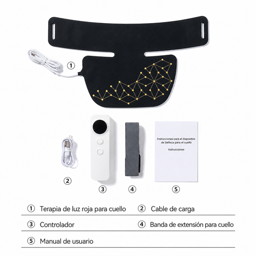 Máscara LED Hello Face | Terapia de Luz Roja Recargable para Rostro y Cuello